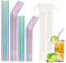 Lot de 16 pailles en acier inoxydable, pailles à thé à bulles, tubes fins, réutilisables et lavables, pailles en métal avec 4 brosses de nettoyage et 1 sac pour cocktail, smoothie