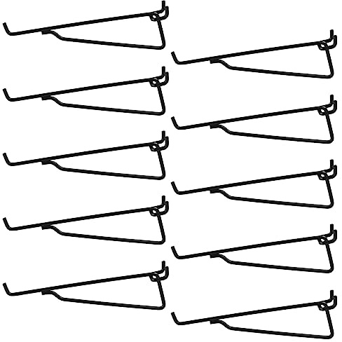 G.CORE Pegboard Shelf Hooks, 10-Pack 8 Black Peg Board Brackets, Organizer Accessories, Various Tools Storage Arrange System for Garage, Craft, Workshop, Workbench