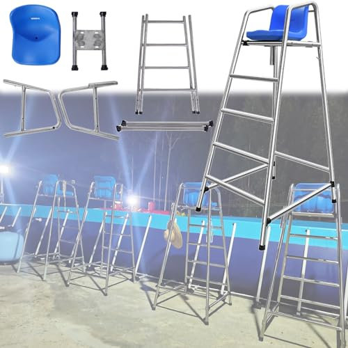 Sedia da bagnino/Sedie a sdraio per piscina alte 180cm, Sedie da bagnino per esterni a bordo piscina in acciaio inossidabile per piscina fuori terra/Piscine interrate/Lago/Spiaggia