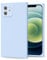 oakxco for iPhone 12 Phone Case Silicone Square Edge, Y2k Rectangle Soft Rubber Gel Cute Phone Case for Women, Girly Aesthetic Trendy Design, Thin Slim Matte TPU Protective Cover, Light Blue