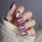 Square False Nails, 24Pcs Short False Nails With Glue, Glitter Purple Press On Nails Removable Glue-On Nails,Art Manicure Decorations For Girls Women,with glue (Cat's eye 03)