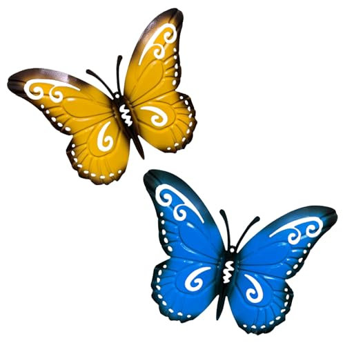 FUIPVGI 2 PCS Outdoor Large Butterfly Garden Decorations, Garden Butterfly, Art Big Butterfly Decorations, Hanging Ornaments Garden for Indoor Shed Fences Outdoor Yard Wall Decor