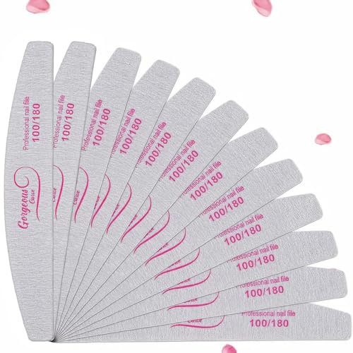 12PCS Professional Nail Files Double Sided Emery Board 100/180 Grit Washable Nail Files, Fingernail Buffering Files Manicure Tools Nail Styling Tools