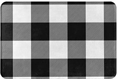 Door Mat Buffalo Check Black White Kitchen Rug Water Absorbent Flannel Mat Rug Decoration Floor Rug, For Garage, Toilet, Indoor & Outdoor, 60 x 40cm
