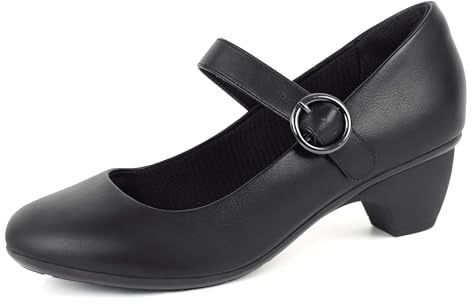 Ortho + Rest Damen Mary Janes Pumps Klotzige Schuhe Kleid Schuhe (41,Black)