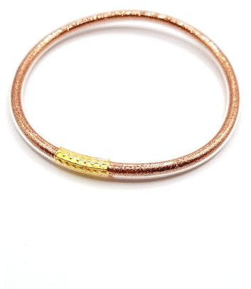Vesperi - Bracelet jonc bouddhiste - or rose vieilli - paillettes fines