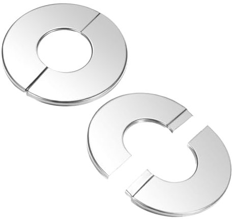 M METERXITY 2er-Pack Wand-Split-Flansch, für 1 Zoll/25mm Außendurchmesser Rohr 304 Edelstahl Runde Selbstklebende Abdeckplatten für Wasserrohr/Armatur