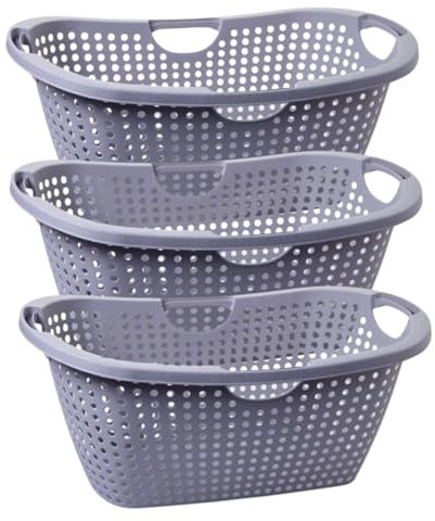 Wäschewanne 60x40x26 cm: Wäschekorb 3er Set Hellgrau – Deine Ordnungs-Revolution!