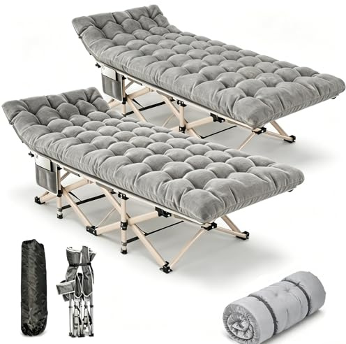 Asdsed Feldbett Klappbar mit Matratze, Tragbares Campingbett XXL bis 200-280KG, Wendematratze für Sommer & Winter, Schwerlast Gästebett für Outdoor, Innen, Garten & Zelt, Mehrere Sets