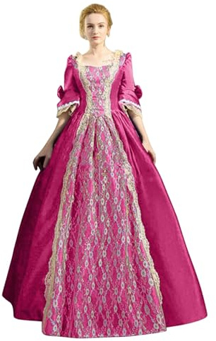 YOSUWOAI Robe de soirée médiévale pour femme - Robe longue de soirée Renaissance vintage - Robe gothique élégante - Robe de princesse victorienne - Costume baroque rococo - Robe de bal maxi