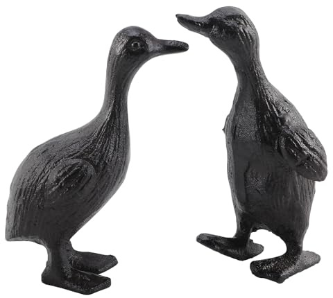 Bolifish Cast Iron Duck Statue Set of 2, Heavy Duty Small Cute Duck Statuary Ducks Decor for Garden Desktop Farmhouse Figure Home Decoration
