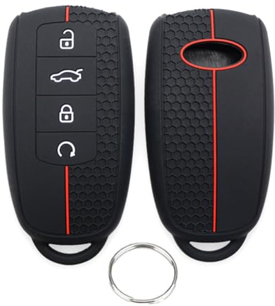 Chaexii for Chery Key Cover,4 Buttons Tiggo 8 Silicone Key Fob Protector | Fits for Chery Omoda 5 Tiggo 7 Tiggo 8 Pro Key Case ,for Jaecoo 7 Key Case Holder (Red)