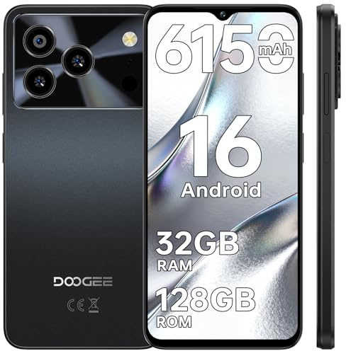 DOOGEE Note 56 Pro Téléphone Portable Andriod 16,32GO+128GO/TF 2TO Smartphone Pas Cher,6.56 HD+ IPS 90Hz Écran,6150mAh Octa Core Telephone,13MP+8MP,Dual SIM/NFC/GPS/OTG/Face ID/Prise Casque 3.5mm
