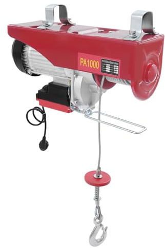 Elektrische Seilwinde, 1800W Kupfermotor Flaschenzug Hebezug, Elektrohebezeug 500kg bis 1000kg Hubhöhe 12m mit Kabelloser Fernbedienung Seilhebezug Kettenzug