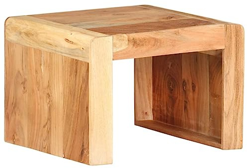 HETFTJN Beistelltisch 43x40x30 cm Akazie Massivholz mit Industrie-Design Modernes Side Couch Table für Wohnzimmer Balkon Terrasse Camping