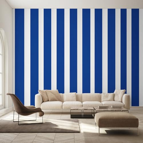 Generisch Fototapete Gestreift Blau Weiß Wohnzimmer Tapete Streifen Nautisch Moderne Tapeten, Vliestapete Schlafzimmer Motivtapeten, Wandtapete Wanddeko 200 x 140 cm (B x H) Y&W15