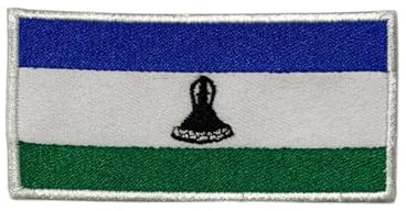 All Country Flag Patch (4,5 × 3 cm) – bestickte Nationalflagge zum Aufbügeln / Aufnähen für Jacken, Rucksäcke, Taschen, Hüte und DIY Bastelprojekte (Lesotho)