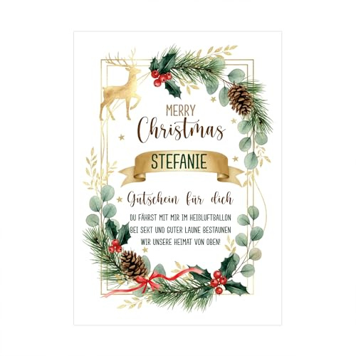 Herz & Heim® Personalisierbarer Gutschein zu Weihnachten – Klappkarte XXL oder A4 – Weihnachtskarte als individueller Geschenkgutschein (A4 (21 × 29,7 cm))