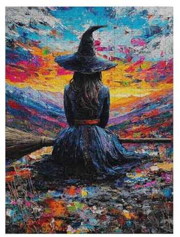 1000pcs(52x38cm) Jigsaw Puzzle for Teenagerss Witch on Broomstick Painting-1 Jigsaw for Adults Fun Games A Work of Art Fun at Home Activities, 1000pcs(52x38cm)