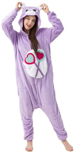 Katara 1744 - Glücksbärchi Onesie Kostüm, Teile-Gern-Bärchi, Party, Karnevals-Kostüm, Verkleidung zum Fasching, Schlafanzug, Lila L