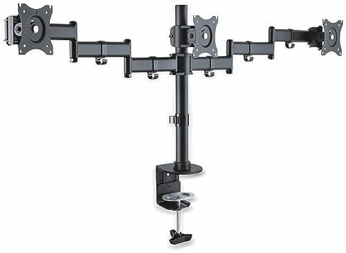 PureMounts PM-OFFICE-03 Desk Mount for 3 Monitors 33-69 cm (13-27 Inches) Tilts -45° to 45° Swivels 180° Rotatable 360° Height Adjustable Maximum Load 8.0 kg VESA 100 x 10000 Black