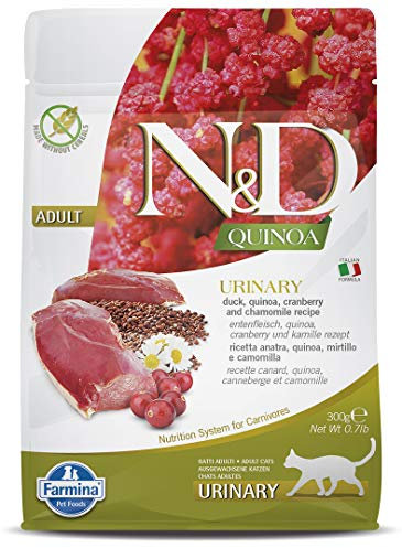 Farmina N&D Quinoa Adult Pellets Katzenfutter(Trockenfutter, mit hochwertigen Vitaminen und natürliche Antioxidantien, ohne Mais, Zutaten: Ente und Cranberry, Portionsgröße: 300 g)