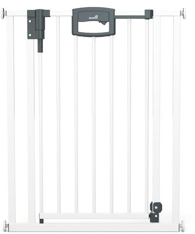 Geuther Türschutzgitter Easylock Plus | Treppenschutzgitter ohne Bohren Breite 68,76 cm | Türgitter Baby Holz-Metall | Kinderschutzgitter beidseitig öffnend | Kindersicherung Tür | Weiß