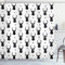 ABAKUHAUS Hirsch Duschvorhang, Monochrome Tierkopf, Stoffliches Gewebe Badezimmerdekorationsset mit Haken, 175 x 200 cm, Weiß Schwarz