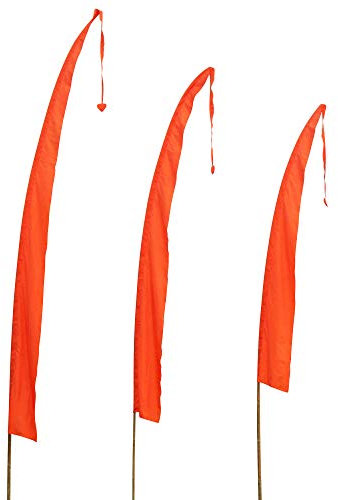 DEKOVALENZ Tessuto per Bandiera Balinese SANUR con Punta a Forma di Cuore, Diversi Colori e Lunghezze, Lunghezza:4 Meter, Colore:Arancione
