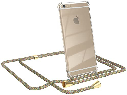 EAZY CASE Handykette kompatibel mit iPhone 6 / 6s Handyhülle mit Umhängeband, Handykordel mit Schutzhülle, Silikonhülle, Hülle mit Band, Stylische Kette für Smartphones, Rainbow
