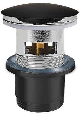 Wirquin 30722855 Bonde de lavabo design en laiton avec trop-plein 80 mm et Quick-Clac, noir