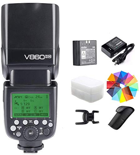Godox V860II-N I-TTL GN60 2.4G HSS 1 / 8000s Appareil Photo à Batterie Li-ION Flash Speedlite 1.5S Temps de Recyclage Compatible pour appareils Photo Reflex numériques Nikon