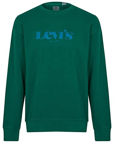 Levi's Men's Relaxd Graphic Crew Modern Vintage Logo Garment Dye Forest Biome (Green) XL -
