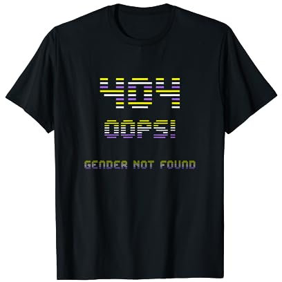 Geschlecht nicht gefunden – Oops! – 404 Fehler nicht binäre Flaggenfarben T-Shirt