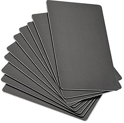 sourcing map En Blanco Metal Tarjeta 80x50x1mm Anodizado Aluminio Placa para Bricolaje Impresión Grabado Negro 15uds
