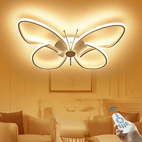 Kinderlampe LED Deckenleuchte Kinderzimmer Mädchen Jungen Schlafzimmer Deko Deckelampe Schmetterling Acryl Design Kronleuchter Für Wohnzimmer Schlafzimmer Flur Mit Fernbedienung,Dimmbar,64cm