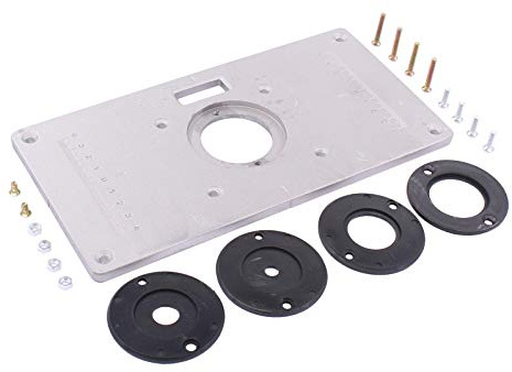 Doo Engy Aluminium Router Tischeinsatzplatte mit 4 Ringen und Schrauben für Holzbearbeitungstische 235 * 120 * 8mm