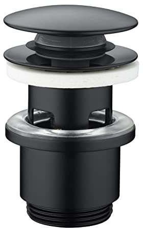 Edouard Rousseau Bonde de Lavabo Clic-Clac, diam. 63 mm, certifié NF, avec Trop Plein, Standard, Finition Noire