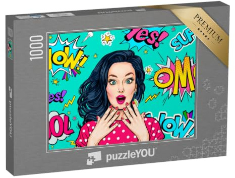 puzzleYOU: Puzzle 1000 Teile „Pop-Art: überraschte Frau, sexy Club Girl“ – aus der Puzzle-Kollektion Comic