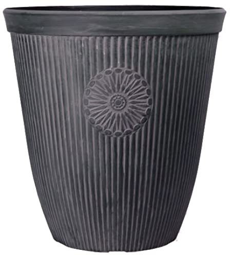 Muddy Hands Chocolate Slate Plant Pot Indoor Home Outdoor Garden Vintage Plastic Flower Tree Planter (19.4 Litre Pot)