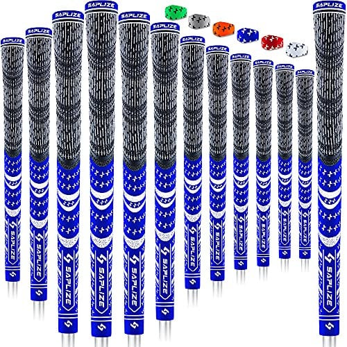 SAPLIZE 13 Golf Grips, Standard, Blue, All Weather Multi Compound Hybrid Golf Club Grips