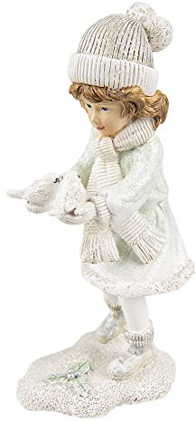 Clayre & Eef Figur Kind 19 cm Weiß Polyresin Weihnachtsdekoration