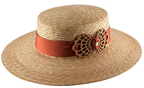 B Couture - Boater Kreissäge Strohhut ausladende Krempe Damen Thaïs - Size 62 cm