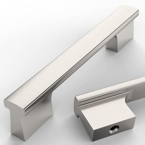 Amerdeco 10 Stück Möbelgriffe Gebürsteter Nickel, 96mm Lochabstand, Aluminiumlegierung Schubladengriffe & Schrankgriffe für Küchenschränke & Kleiderschränke UK0048