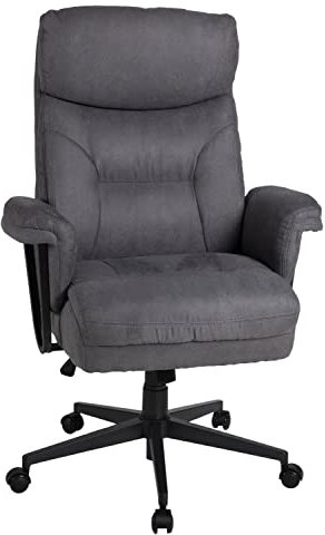 Home4You Chefsessel - Anthrazit - Mikrofaser - mit Armlehnen und Sicherheitstrollen