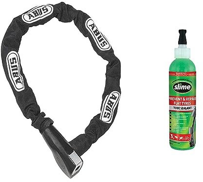 ABUS Steel-O-Chain 880 Chain Lock, Hardened Steel Bicycle Lock with Automatic Cylinder & Slime 10015 Bike Tube Puncture Repair Sealant, Prevent and Repair, Suitable for all Bicycles