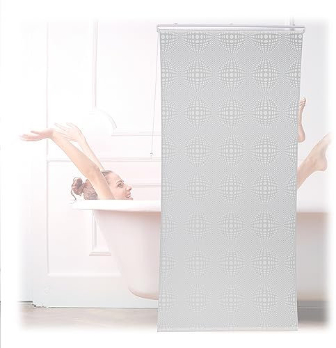 Relaxdays Duschrollo, semitransparenter Badvorhang, Badewanne u. Dusche, 120x240cm, wasserabweisend, Deckenmontage, weiß