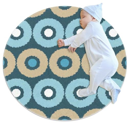 suojapuku Runde Teppiche,mittlere Teppiche,waschbare Teppiche,Bunte Kugeln und Punktmuster,Teppich für Schlafzimmer,Wohnzimmer,Rutschfester Teppich
