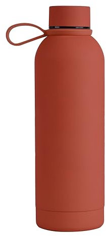 Borraccia Memotak Bottle Soft Touch Rosso 500 ml personalizzabile STAMPA UV | Bottiglia isolata a tenuta stagna per Sport, Bambino, Bambina | 24 ore freddo & 12 ore caldo
