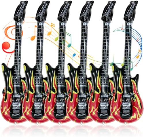 6 Stück Aufblasbare Gitarren,Aufblasbare Party Gitarre,Aufblasbare Gitarren Requisiten,Rock Musikinstrument,für Mottopartys,Karneval,Props Party
